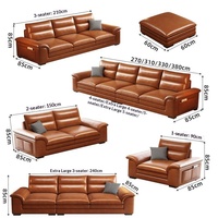 Amerikanisches Retro-Sofa aus gewachstem Leder, dreisitzig, gerade, luxuriöses Ledersofa für kleine Wohnzimmer