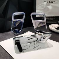 Étui de téléphone magnétique en acrylique de couleur cristalline au design de luxe avec support en métal invisible pour iPhone 17 Pro Max Slim Phone Grip