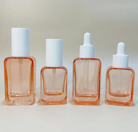 Emballage cosmétique, flacon en verre transparent carré, flacon en verre rectangulaire pour lotion avec pompe, récipient pour crème