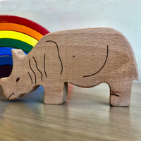 Jouets en bois d'animaux de la savane, animaux en bois faits à la main pour les tout-petits, jouets pour enfants, lion en bois, girafe, rhinocéros, 2 éléphants, zèbre