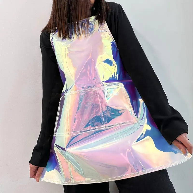 New Fashion Transparent Oil and Waterproof Customized Size Women's Kitchen Hair Salon Washable PVC Sexy Apron