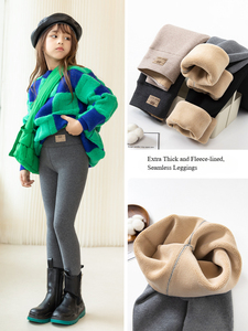 Pantaloni invernali da ragazza in cotone Extra spesso <span class=keywords><strong>Leggings</strong></span> foderati in pile stile Casual abbigliamento esterno caldo per bambini - Product Image 5