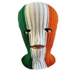 Cagoule tricotée drapeau irlandais rayée trois couleurs (vert-blanc-orange) avec impression numérique, broderie 3D unisexe adulte - Product Image 4
