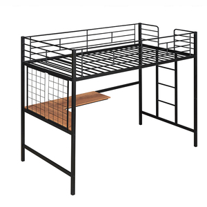 Cama Alta Ajustable para Adultos y Estudiantes con Escritorio, Litera Metálica para Dormitorio, Hotel, Apartamento o Villa, con Funciones de Almacenamiento Plegable - Product Image 1