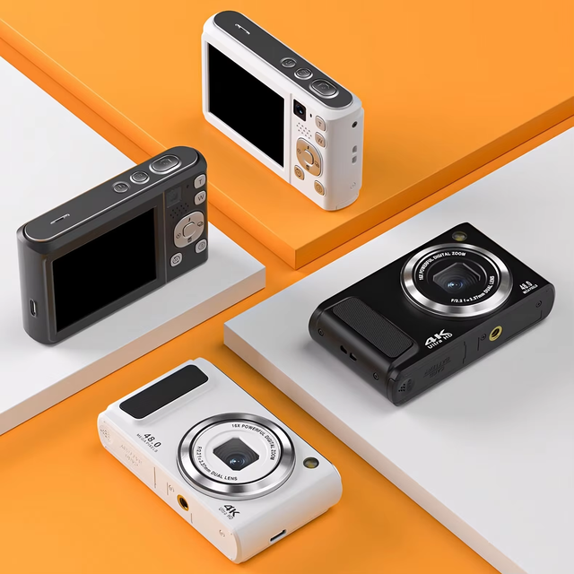 Retro Compact 4K Kids Digital Camera Top Rated Video Recording Long Lasting Battery Optical Zoom Max 256GB SD Card