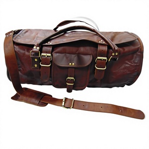 Sac de voyage en cuir véritable LOWELL CRAFT pour homme, sac de sport vintage, sac de voyage de week-end, grand sac à dos marron neuf - Product Image 1