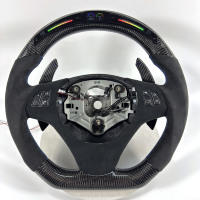 Volant en fibre de carbone forgé pour BMW E90 E92 E93 E60 M3, design de style racing à fond plat chauffant