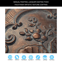 Tuiles de plafond décoratives en cuivre patiné, livraison incluse, 2x2 pieds, PVC carré 3D, étanches, ignifuges, design antique, garantie 1 an