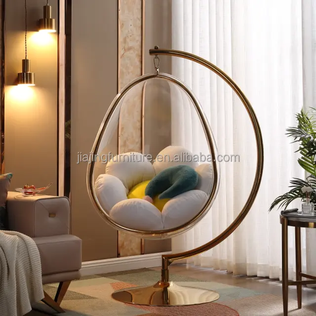 Egg-Shaped Luxury furniture Floor Stand Type Globe Type Hanging swing single Chain Type acrylic Bubble Chair living room