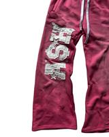 Celana Sweatpants Oversize Bordir Patch Berkualitas Tinggi dengan Double Waistband 100% Katun Unisex Custom Letter Patch Streetwear