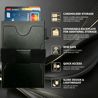 Portefeuille porte-cartes automatique anti-RFID en aluminium aérospatial avec sangle élastique pour billets