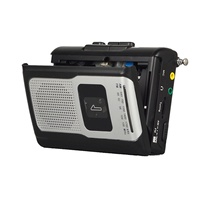 Lecteur de cassettes radio AM/FM portable, prise en charge MP3, microphone intégré, couleur argent + noir, haute sensibilité, design rétro PANDA