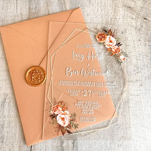 Invitación de Boda Acrílica con Impresión UV de Flores de Jardín en Colores Pastel, Elegante y de Lujo - Product Image 4