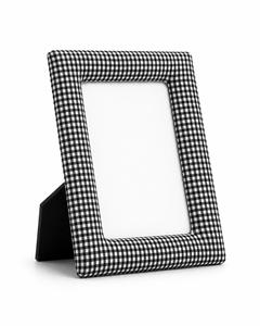 Gingham Photo <b>Frame</b> Black White Checkered Fabric <b>Border</b> Padded <b>Picture</b> <b>Frame</b> Tabletop Display Stand for Home Bedroom Decor - Product Image 2