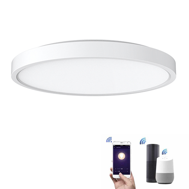 24W Tuya Smart WiFi Voice or APP Control Surface Mounted Round Dimmable RGB LED Ceiling Light for Home