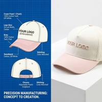 Topi Baseball 5 Panel Katun Warna Beige Hitam 2 Tone, Bordir Logo Custom, Desain Populer Terbaru, Bahan Bernapas