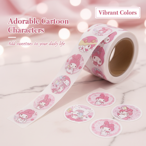Pink My Melody cartoon sticker roll in Instagram style, perfect for decorating journals and diaries. Cute, high-quality round se - Product Image 4