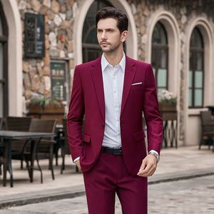 6 colori abiti da uomo Slim Fit One Botton Suit Blazer Pants 2 pezzi uomo Business Formal Suit - Product Image 3