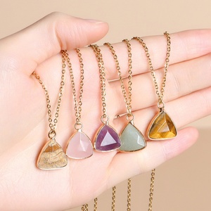 Collar de Joyería Personalizado al por Mayor, de Acero Inoxidable que no se Deslustra, con Piedras Preciosas Europeas de Color Irregular y Semipreciosas - Product Image 3