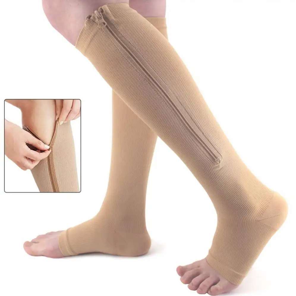 Calcetines de compresión para mujer, medias de compresión hasta la rodilla, delgadas, para la belleza de dormir, previene venas varicosas, moda 2021