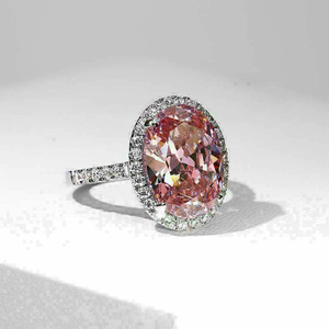 Anello con design ovale rosa, anello da dito elegante per donna - Product Image 1