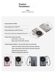 Banco de Energía Inalámbrico Magnético de 10000mAh con Carga Rápida QC3.0 de 22.5W, Mini Cargador 3 en 1, 2 Cables Integrados, Correa y Activación Automática - Product Image 6