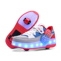 Enfants chaussures à roulettes rétractables en gros baskets de patinage en plein air pour enfants lumière LED clignotant 2 chaussures de roue