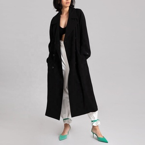 Cappotto <span class=keywords><strong>Classico</strong></span> Invernale da <span class=keywords><strong>Donna</strong></span> di Marca <span class=keywords><strong>Trench</strong></span> alla Moda Giacca a Doppio Petto Lunga Nera per <span class=keywords><strong>Donna</strong></span> - Product Image 4