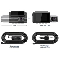 Caméra embarquée 4K WiFi GPS IPS Mini 3 canaux, résolution 2K WDR, double objectif avant, écran 2,0 pouces, garantie 1 an, enregistreur vidéo