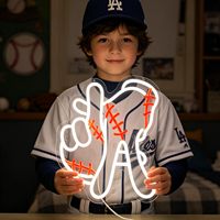 Lumière néon LED USB multicolore à intensité variable avec motif gestuel de baseball LA, pour décoration murale ou de fenêtre, idéale pour la maison, les bars, les pubs, les fêtes et les mancaves.