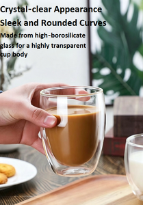 350ml Clear <b>Double</b> <b>Wall</b> Insulated Glass Coffee <b>Mugs</b> Heat-Resistant High Borosilicate Minimalist Design for Latte Milk Cold - Product Image 3