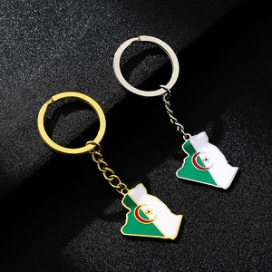 Émail à la mode algérie carte drapeau <span class=keywords><strong>porte</strong></span>-clés pour hommes femmes en acier inoxydable pendentif <span class=keywords><strong>porte</strong></span>-clés couleur or algérien amulette accessoire - Product Image 2