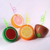 Gobelets à jus jetables en PET en forme de pastèque, d'orange et de kiwi avec couvercle pour les fêtes