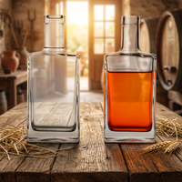 Botol Kaca Bentuk Kotak Extra Flint 700mL 750mL untuk Vodka Rum Gin Whiskey Tequila Brandy dengan Tutup Kaca - Promo!