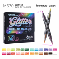LANGUO Set di 48 Pennarelli Glitter a Doppia Punta, Penne per Disegno Artistico Scintillanti, Forniture per Ufficio e Scuola