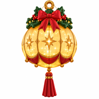 Boule de Noël gonflable avec pompon, boule décorative lumineuse à suspendre pour la terrasse extérieure, la cour, les fêtes et les décorations de vacances