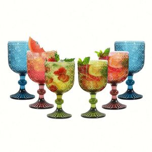 Copas de Vino Tinto Personalizadas con Diseño de Girasol en Relieve, Estilo Vintage, de Plástico Prensado de Color Retro, para Decoración de Bodas, Fiestas y Bares - Product Image 3