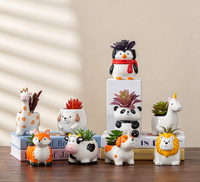 Pot de plante en céramique en forme de pingouin de dessin animé, mini-jardinière pour plantes succulentes et cactus pour la décoration de la maison, du bureau ou de la table