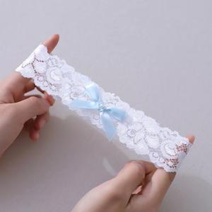 Jarretière de mariée <span class=keywords><strong>bleu</strong></span> nœud papillon dentelle blanche jarretière de <span class=keywords><strong>mariage</strong></span> sexy pour les filles - Product Image 4