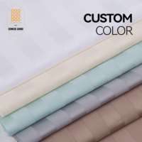 Tissu en coton égyptien 100% de qualité supérieure, 300 fils, longues fibres, tissage satiné, rayures satinées, pour literie d'hôtel