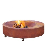 Taille personnalisée Foyer rustique d'extérieur en acier corten rustique avec couleur rouille pour bois de chauffage combustible