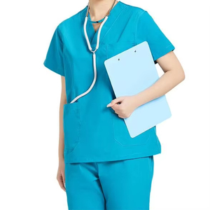 Laboratory Coat Scrub Sets Anti-Wrinkle Short Sleeve Unisex Nurse Scrubs Custom Logo Option 65% Polyester 35% Cotton Hospital - Product Image 4