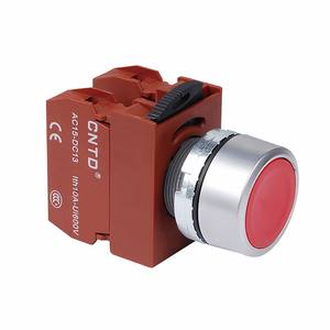 Interrupteur à bouton-poussoir à réinitialisation automatique à tête plate CNTD Changde C2PNF, ouverture de 22 mm, en plastique et métal, 1NO 2NO 1A 10A 16A, commande - Product Image 1