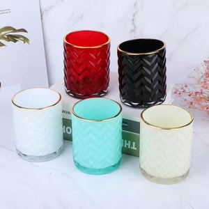 Custom Logo Colorful Wholesale 8 10 14 Oz Glass Candle Jars Holders Luxury <b>Empty</b> Container With Lid and <b>Box</b> - Product Image 6
