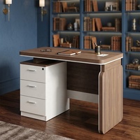 Escritorio de Oficina Simple de Melamina al por Mayor con Gabinete de Pedestal Blanco de 3 Cajones con Cerradura, Mesa de Computadora para Oficina en Casa