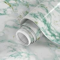 ORON DECO Autocollant en marbre vert brillant, imperméable, à coller et à décoller, pour comptoirs de cuisine, décoration intérieure, rouleaux de papier peint autocollants