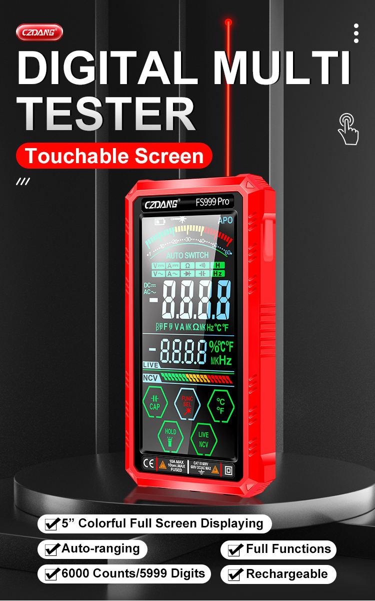 Multímetro Digital Recargable BSIDE A2X Pantalla LCD De 6000 Cuentas Batería De Litio Incorporada De 3 7 V Voltimetro Automatico Inteligente De 400 Mah Corriente Ca Cc Probador De Voltaje De Cable Viv