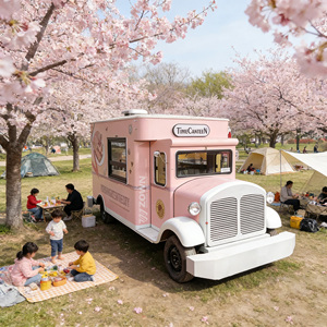 Pink Electric Food Truck with Retro Design for Outdoor Use - Product Image 1