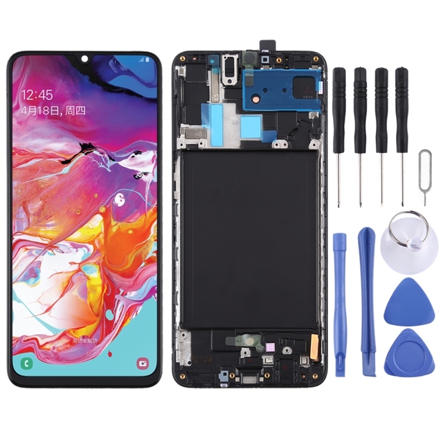 At a Loss Original Super AMOLED LCD Screen for Galaxy A70 Digitizer Full Assembly With Frame LCD Flex Cable