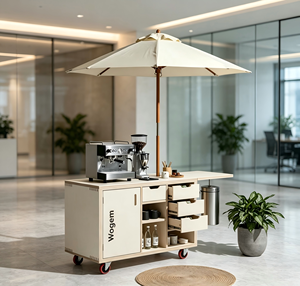 Carritos Móviles de Madera Modernos de Gran Capacidad para Exteriores, Carrito Combinado de Madera con Diseño de Burbujas para Té - Product Image 1